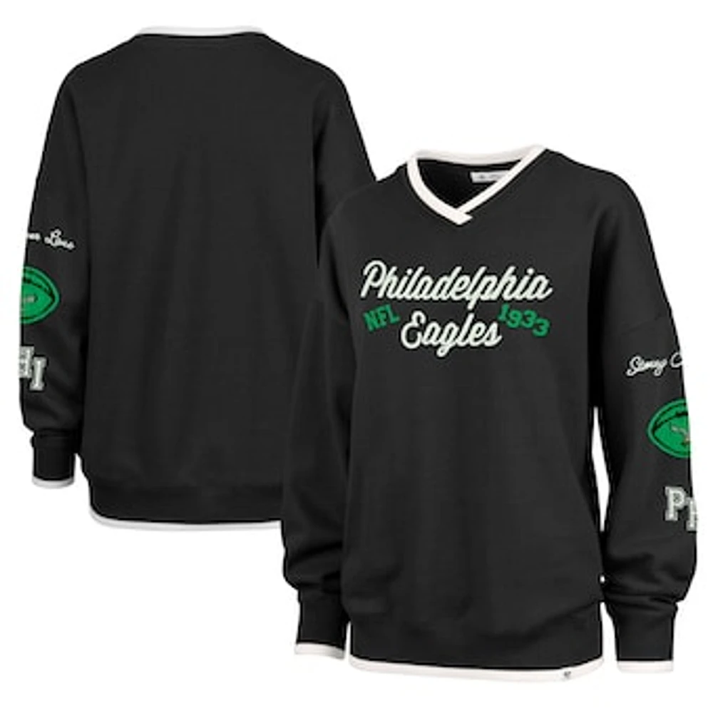 Women's Stoney Clover Lane x '47 Black Philadelphia Eagles Eighties Pullover Sweatshirt