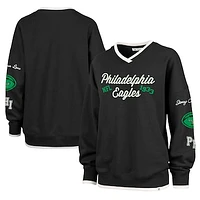 Women's Stoney Clover Lane x '47 Black Philadelphia Eagles Eighties Pullover Sweatshirt