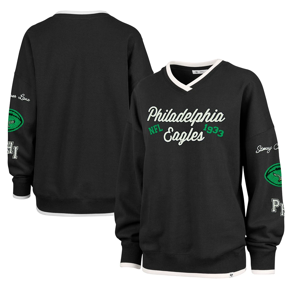 Women's Stoney Clover Lane x '47 Black Philadelphia Eagles Eighties Pullover Sweatshirt