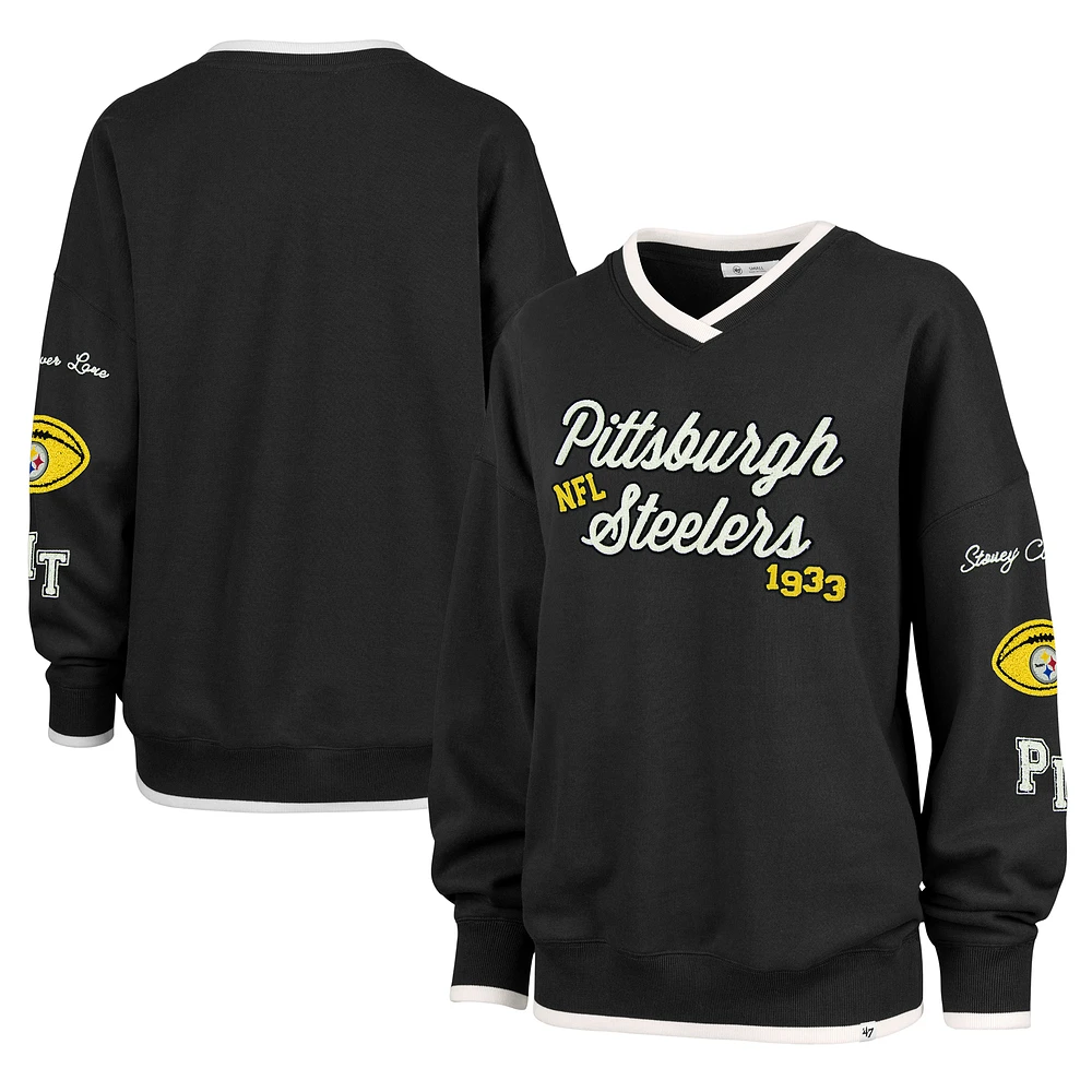 Women's Stoney Clover Lane x '47 Black Pittsburgh Steelers Eighties Pullover Sweatshirt