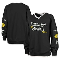 Women's Stoney Clover Lane x '47 Black Pittsburgh Steelers Eighties Pullover Sweatshirt