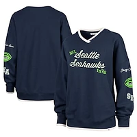 Women's Stoney Clover Lane x '47 College Navy Seattle Seahawks Eighties Pullover Sweatshirt