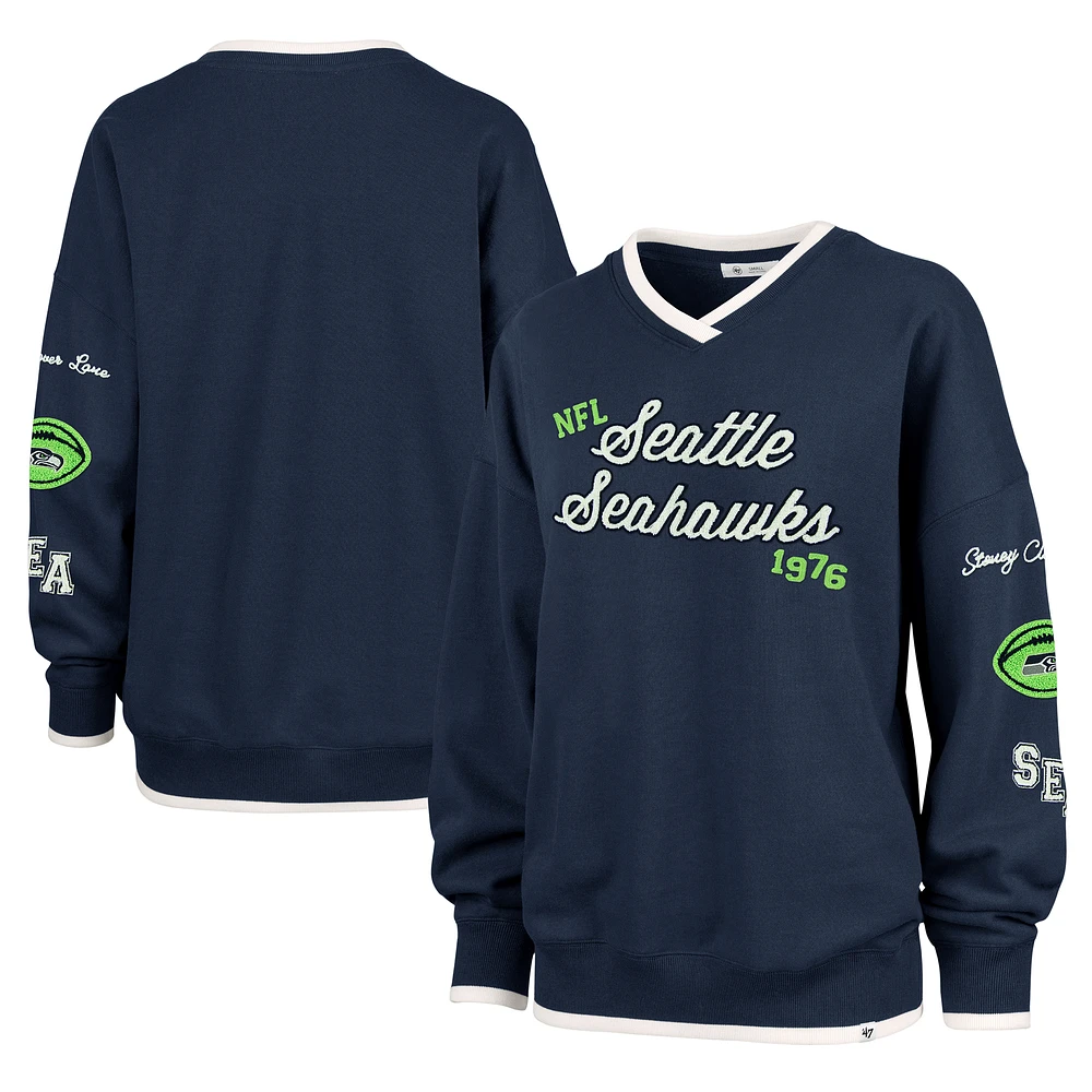 Women's Stoney Clover Lane x '47 College Navy Seattle Seahawks Eighties Pullover Sweatshirt