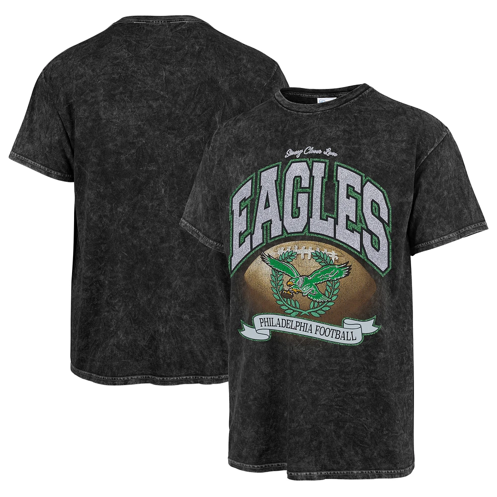 Women's Stoney Clover Lane x '47 Black Philadelphia Eagles Glitter Rocker Retro Tubular T-Shirt