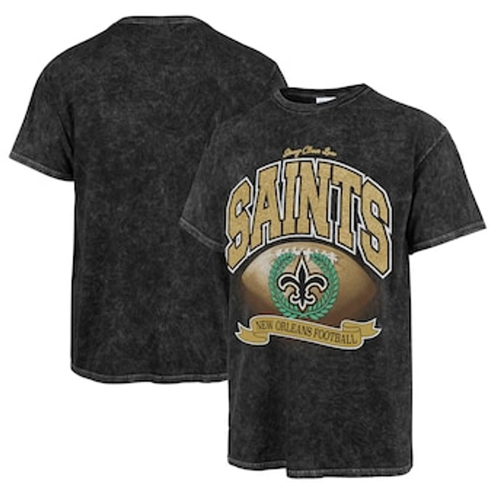 Women's Stoney Clover Lane x '47 Black New Orleans Saints Glitter Rocker Retro Tubular T-Shirt