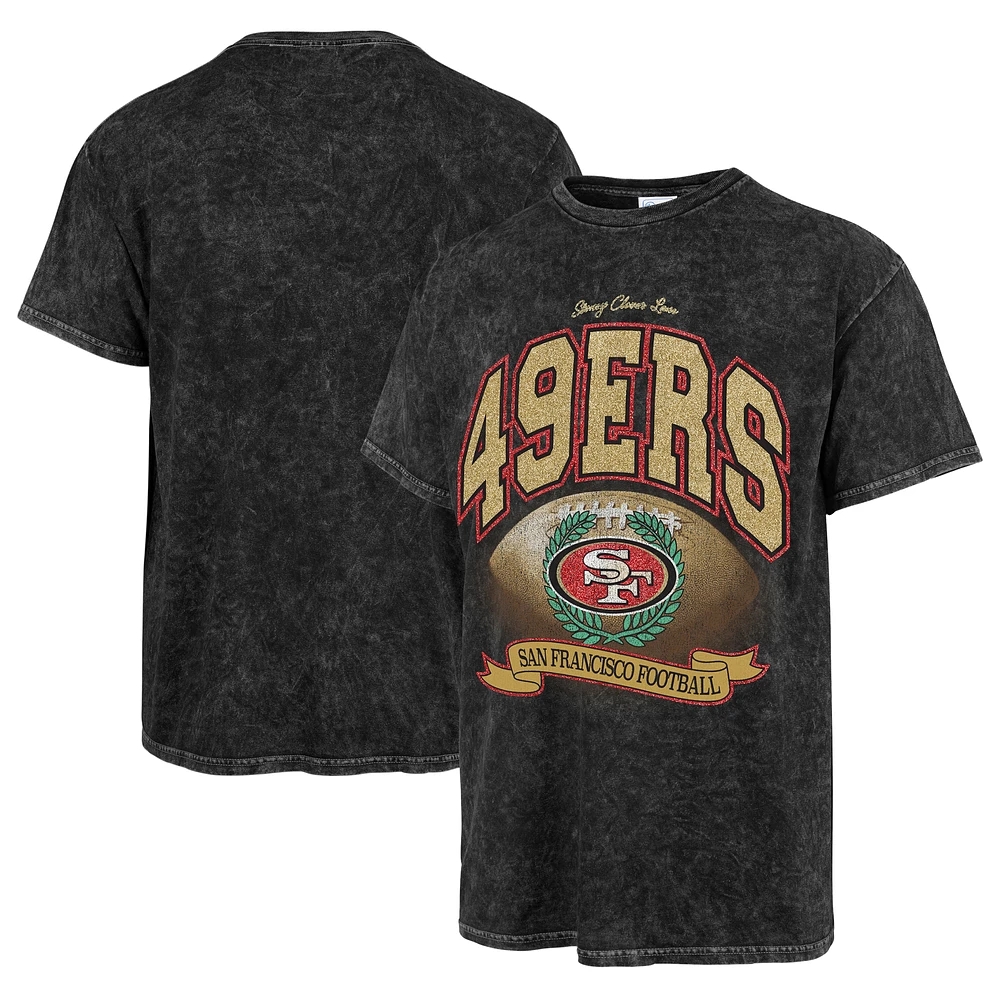 Women's Stoney Clover Lane x '47 Black San Francisco 49ers Glitter Rocker Retro Tubular T-Shirt