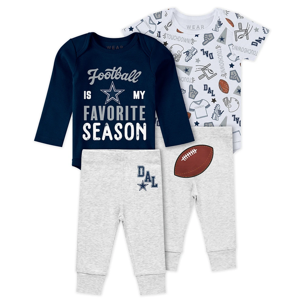 Newborn & Infant WEAR by Erin Andrews Dallas Cowboys Three-Piece Turn Me Around Bodysuits Pant Set