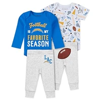 Newborn & Infant WEAR by Erin Andrews Los Angeles Chargers Three-Piece Turn Me Around Bodysuits Pant Set