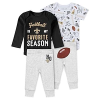 Newborn & Infant WEAR by Erin Andrews New Orleans Saints Three-Piece Turn Me Around Bodysuits Pant Set