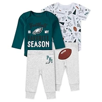 Newborn & Infant WEAR by Erin Andrews Philadelphia Eagles Three-Piece Turn Me Around Bodysuits Pant Set