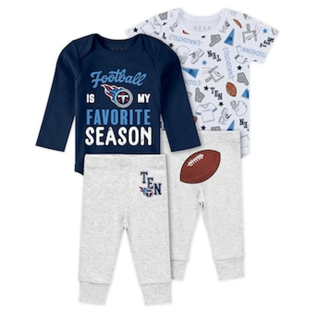 Newborn & Infant WEAR by Erin Andrews Tennessee Titans Three-Piece Turn Me Around Bodysuits Pant Set