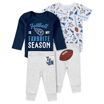 Newborn & Infant WEAR by Erin Andrews Tennessee Titans Three-Piece Turn Me Around Bodysuits Pant Set