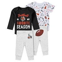 Newborn & Infant WEAR by Erin Andrews Cincinnati Bengals Three-Piece Turn Me Around Bodysuits Pant Set