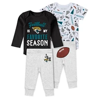 Newborn & Infant WEAR by Erin Andrews Jacksonville Jaguars Three-Piece Turn Me Around Bodysuits Pant Set