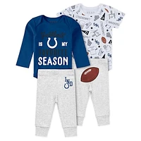 Newborn & Infant WEAR by Erin Andrews Indianapolis Colts Three-Piece Turn Me Around Bodysuits Pant Set