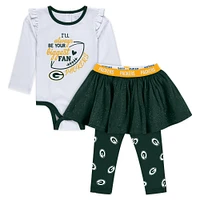 Newborn & Infant WEAR by Erin Andrews Green Bay Packers Three-Piece Long Sleeve Bodysuit, Tutu and Sweatpants Set