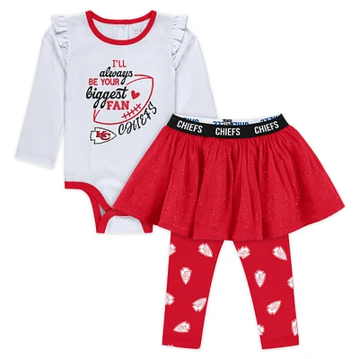 Newborn & Infant WEAR by Erin Andrews Kansas City Chiefs Three-Piece Long Sleeve Bodysuit, Tutu and Sweatpants Set