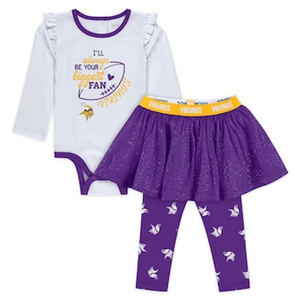 Newborn & Infant WEAR by Erin Andrews Minnesota Vikings Three-Piece Long Sleeve Bodysuit, Tutu and Sweatpants Set