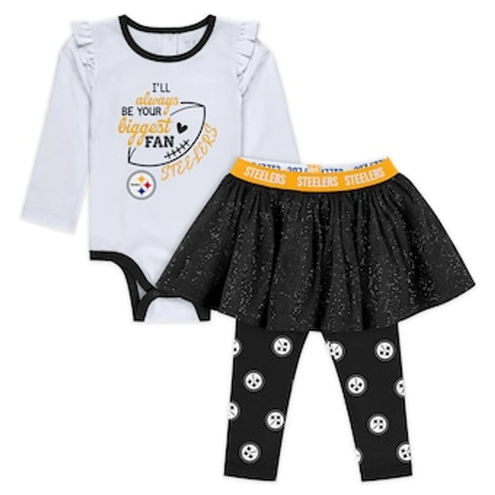 Newborn & Infant WEAR by Erin Andrews Pittsburgh Steelers Three-Piece Long Sleeve Bodysuit, Tutu and Sweatpants Set