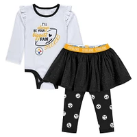 Newborn & Infant WEAR by Erin Andrews Pittsburgh Steelers Three-Piece Long Sleeve Bodysuit, Tutu and Sweatpants Set