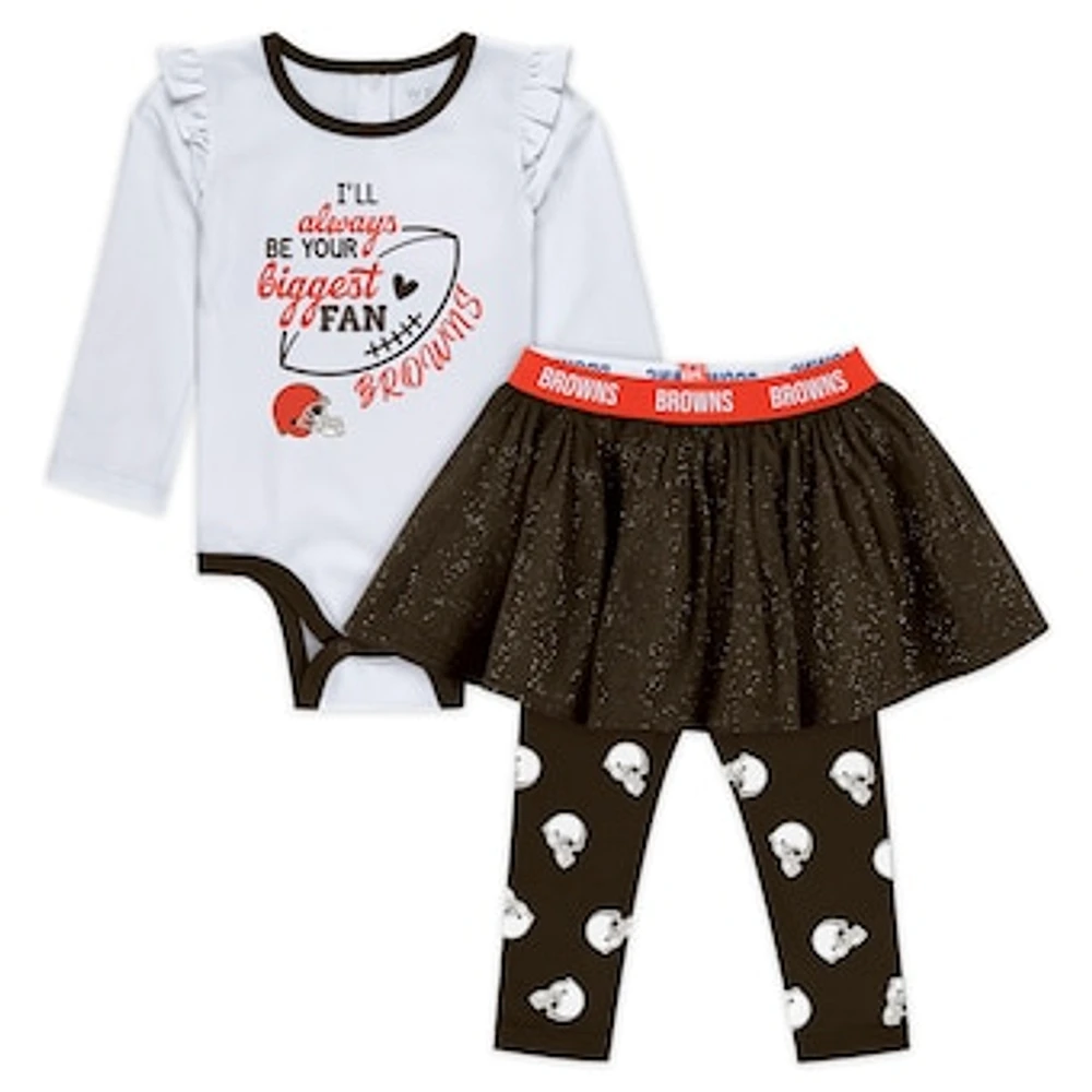 Newborn & Infant WEAR by Erin Andrews Cleveland Browns Three-Piece Long Sleeve Bodysuit, Tutu and Sweatpants Set