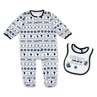 Newborn & Infant WEAR by Erin Andrews Dallas Cowboys Allover Print Full-Zip Sleeper Bib Set