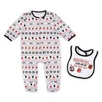 Newborn & Infant WEAR by Erin Andrews Cleveland Browns Allover Print Full-Zip Sleeper Bib Set