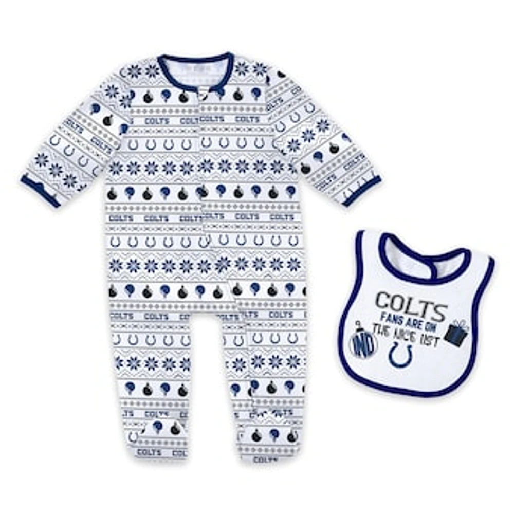 Newborn & Infant WEAR by Erin Andrews Indianapolis Colts Allover Print Full-Zip Sleeper Bib Set