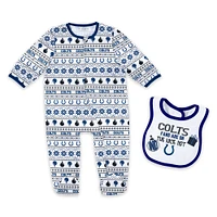 Newborn & Infant WEAR by Erin Andrews Indianapolis Colts Allover Print Full-Zip Sleeper Bib Set