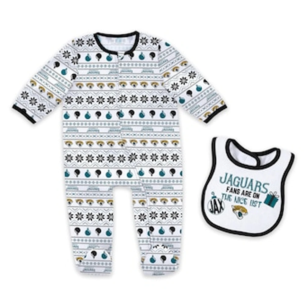 Newborn & Infant WEAR by Erin Andrews Jacksonville Jaguars Allover Print Full-Zip Sleeper Bib Set