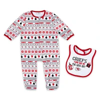 Newborn & Infant WEAR by Erin Andrews Kansas City Chiefs Allover Print Full-Zip Sleeper Bib Set