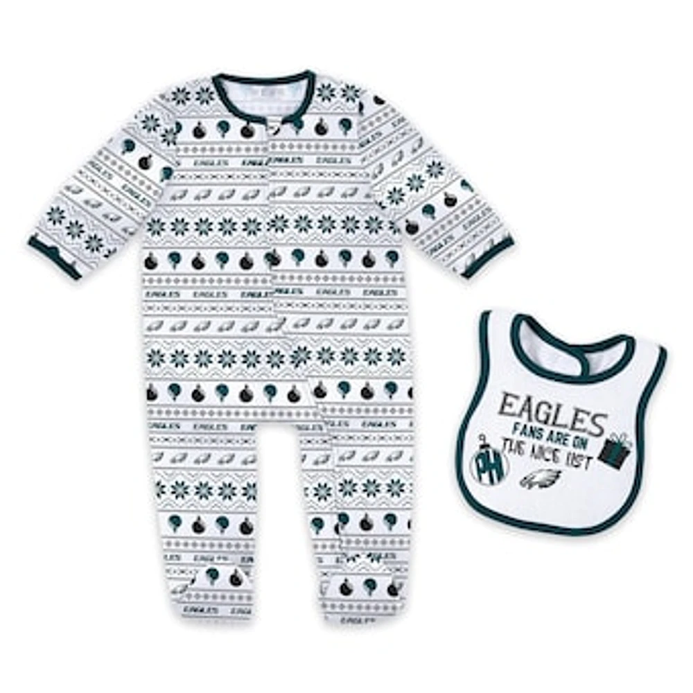 Newborn & Infant WEAR by Erin Andrews Philadelphia Eagles Allover Print Full-Zip Sleeper & Bib Set