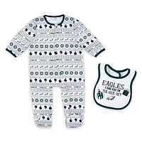 Newborn & Infant WEAR by Erin Andrews Philadelphia Eagles Allover Print Full-Zip Sleeper Bib Set