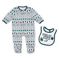 Newborn & Infant WEAR by Erin Andrews Philadelphia Eagles Allover Print Full-Zip Sleeper Bib Set