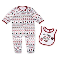 Newborn & Infant WEAR by Erin Andrews San Francisco 49ers Allover Print Full-Zip Sleeper Bib Set