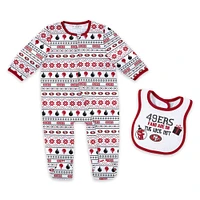 Newborn & Infant WEAR by Erin Andrews San Francisco 49ers Allover Print Full-Zip Sleeper Bib Set