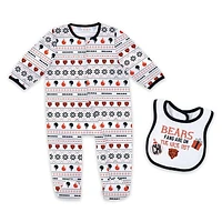 Newborn & Infant WEAR by Erin Andrews Chicago Bears Allover Print Full-Zip Sleeper Bib Set