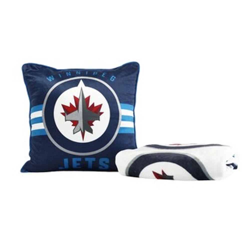 Winnipeg Jets 2-Pack 50" x 60" Holiday Throw Blanket and Cushion Set