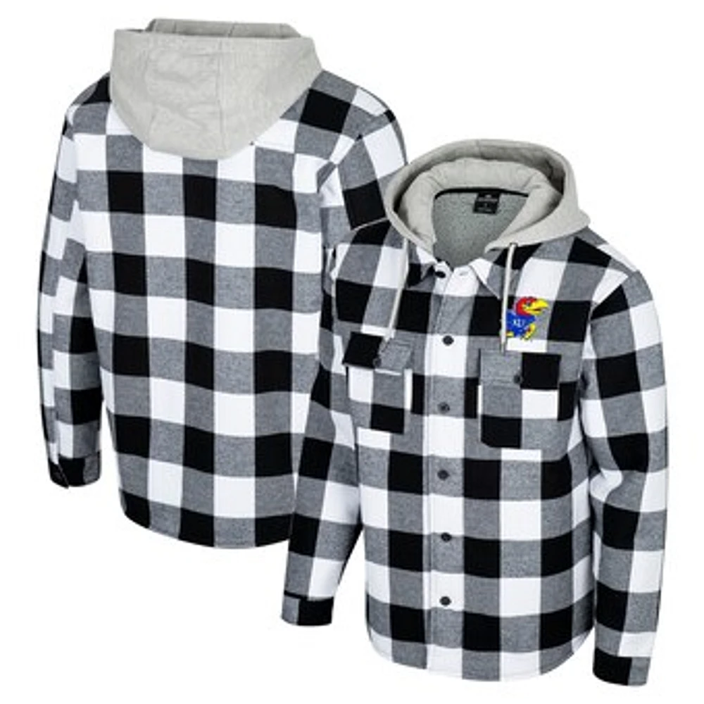 Men's Colosseum Black/White Kansas Jayhawks Buffalo Plaid Full-Zip Jacket