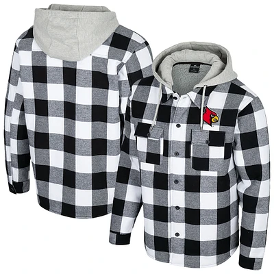 Men's Colosseum Black/White Louisville Cardinals Buffalo Plaid Full-Zip Jacket