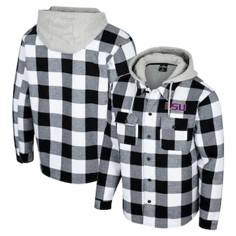 Men's Colosseum Black/White LSU Tigers Buffalo Plaid Full-Zip Jacket