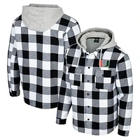 Men's Colosseum Black/White Miami Hurricanes Buffalo Plaid Full-Zip Jacket