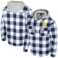 Men's Colosseum Navy/White Michigan Wolverines Buffalo Plaid Full-Zip Jacket