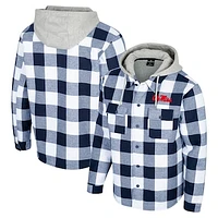 Men's Colosseum Navy/White Ole Miss Rebels Buffalo Plaid Full-Zip Jacket