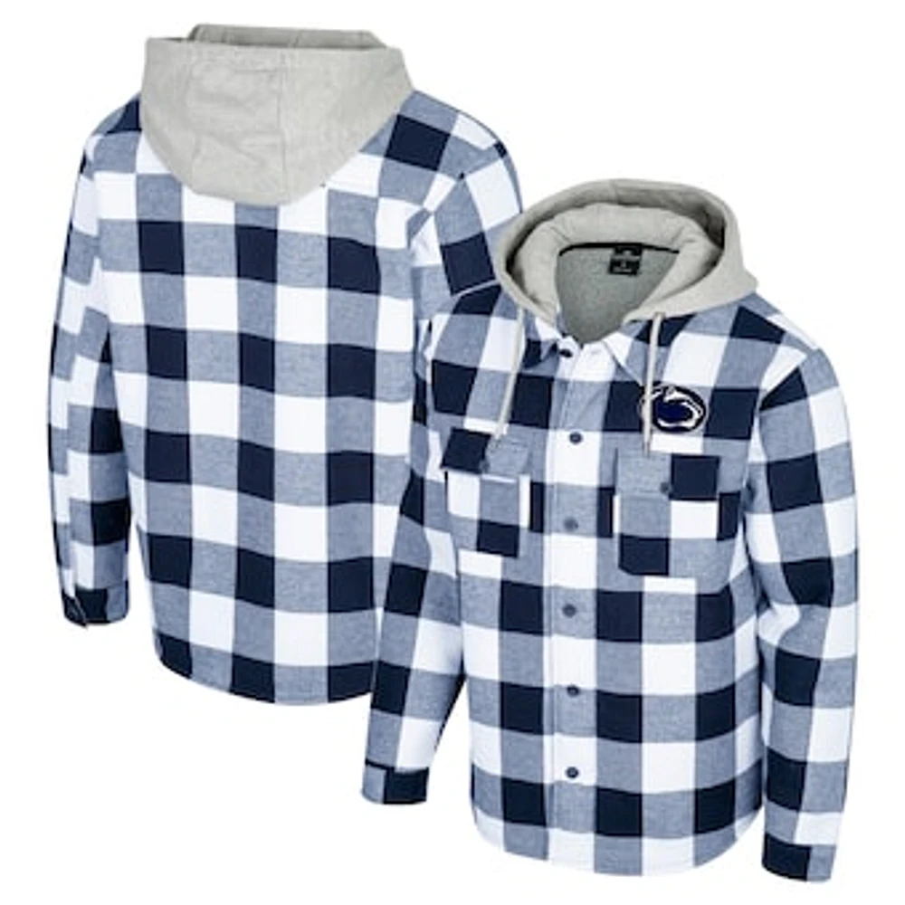 Men's Colosseum Navy/White Penn State Nittany Lions Buffalo Plaid Full-Zip Jacket