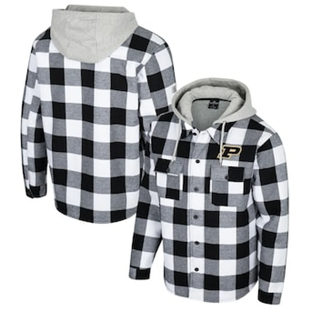 Men's Colosseum Black/White Purdue Boilermakers Buffalo Plaid Full-Zip Jacket