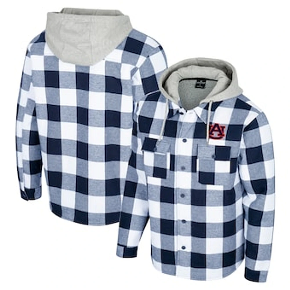 Men's Colosseum Navy/White Auburn Tigers Buffalo Plaid Full-Zip Jacket