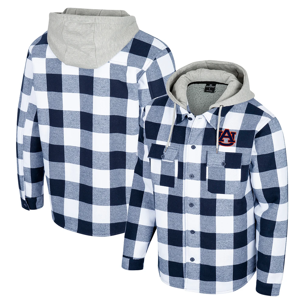 Men's Colosseum Navy/White Auburn Tigers Buffalo Plaid Full-Zip Jacket