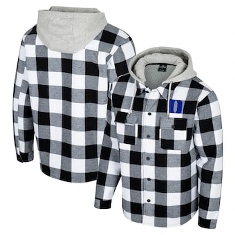 Men's Colosseum Black/White Duke Blue Devils Buffalo Plaid Full-Zip Jacket