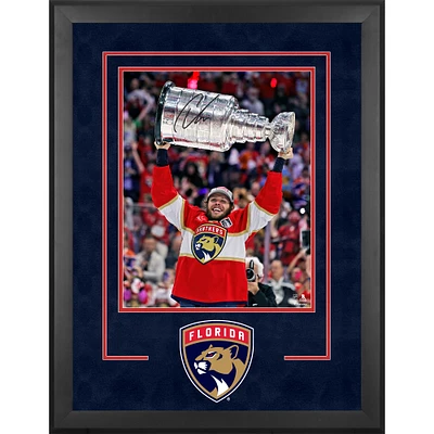 Carter Verhaeghe Florida Panthers Autographed 2024 Stanley Cup Champions Deluxe Framed 16" x 20" Raising Cup Photograph